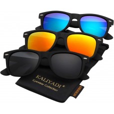 Polarized Sunglasses for Men and Women Matte Finish Sun glasses Color Mirror Lens 100% UV Blocking (3 Pack)